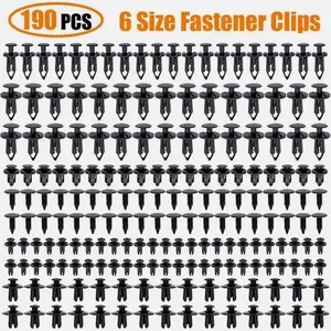 SJPACK 190X Car Clips Hole Plastic Rivets Retainer Fender Auto Push Pin Fastener Bumper Hardware Heavy Duty