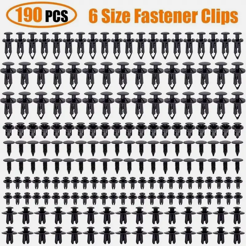 SJPACK 190X Car Clips Hole Plastic Rivets Retainer Fender Auto Push Pin Fastener Bumper Hardware Heavy Duty