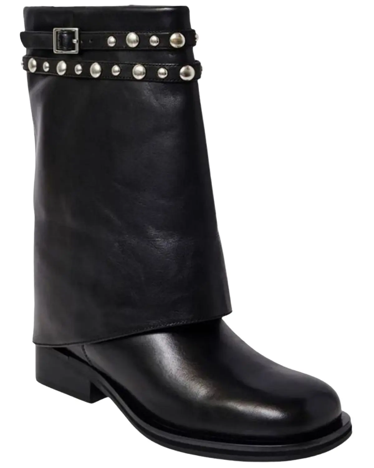Free People Women's Women'S Scorpio Studded Foldover Fashion Boot Round Toe - Ob1959658-Black