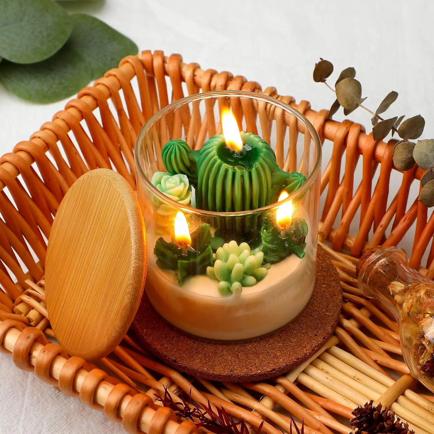 3.15 Inch Scented Decorative Succulent Cactus Candles for House Warming Wedding Home Decoration