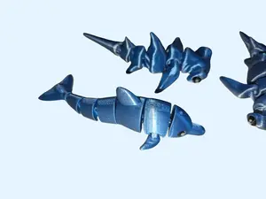 Dolphin Flexi Articulated 3D Printed Flexible Fidget Toy Unique Handmade Marine Life Fan Present for Ocean Lovers Flexible Fun & Unique Handmade