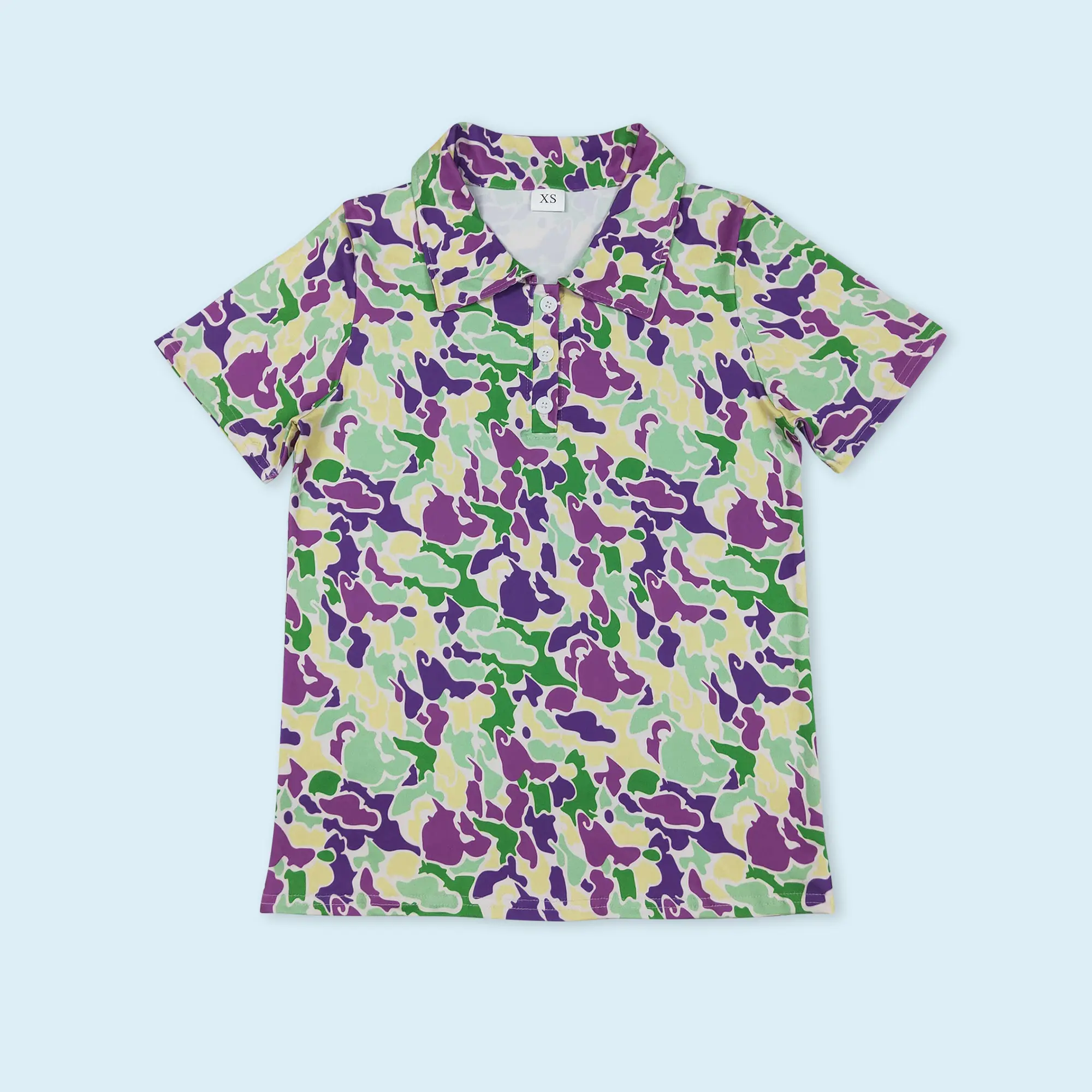 Men's Mardi Gras camouflage short sleeve polo shirt