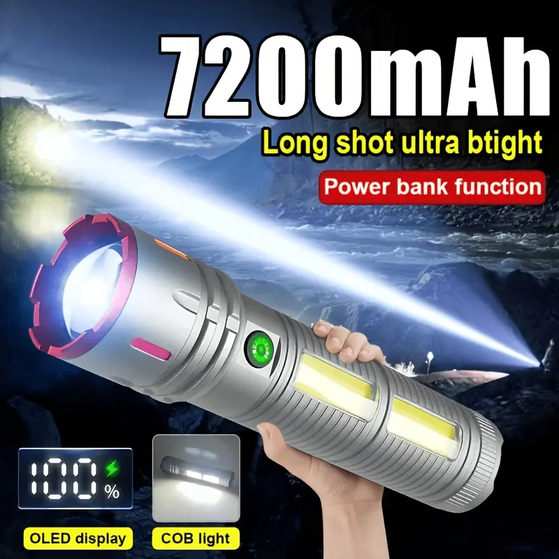 Rechargeable Flashlights High Lumens 100000 Long Distance, Single Click 3 Modes, Super Bright LED Flashlight USB C Long Lasting 15H, Powerful Strong Flash Light for Security Hiking Camping