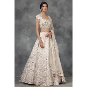 Light pink crystal and katdana embellished lehenga set