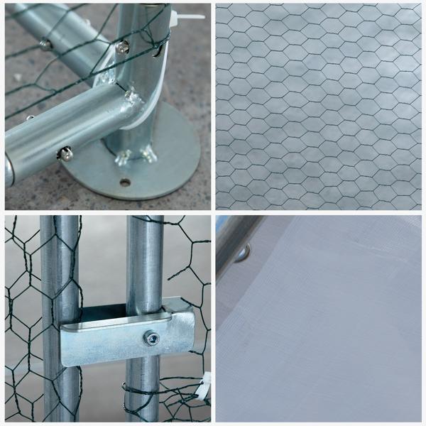 Large Metal Chicken Coop, Walk-in Poultry Cage Chicken Hen Run House with Waterproof Cover, Rabbits Cats Dogs Farm Pen for Outdoor Backyard Farm