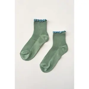 The Petite Ruffled Modal Socks in Sea Glass/Powder Blue