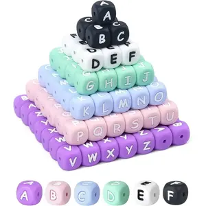 156Pcs Colorful Silicone Letter Beads, 12mm A-Z Alphabet,Square for Bracelets and Keychains, Large Letter Beads for Necklaces and Lanyards Making