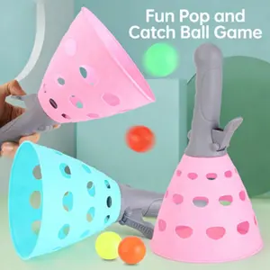 Throwing and Catching Game Set, Outdoor Beach and Yard Games with 6 Bat Paddles, Kids Baseball Gloves, Suitable for Ages 3+