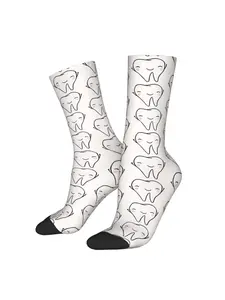 BIIHUDU Funny Dental Braces Themed Sock for Men with Braces Print - Novelty Orthodontic, Comfortable Wearable Socks Suitable