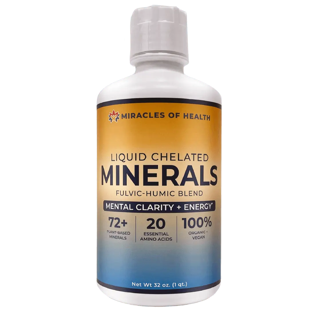 Miracles of Health Liquid Chelated Minerals 32 fl oz Fulvic Acid Blend for Enhanced Absorption & Overall Health