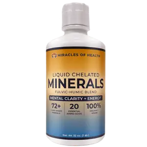 Miracles of Health Liquid Chelated Minerals 32 fl oz Fulvic Acid Blend for Enhanced Absorption & Overall Health