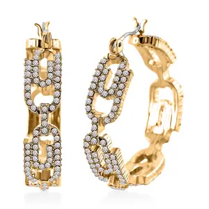 Crystal Paper Clip Hoop Earrings in Goldtone Christmas Gifts