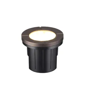 LeonLite Low Voltage Aluminum In-Grade Well Light Landscape Lighting (Wire Needed) - Black/Brown - 3000K