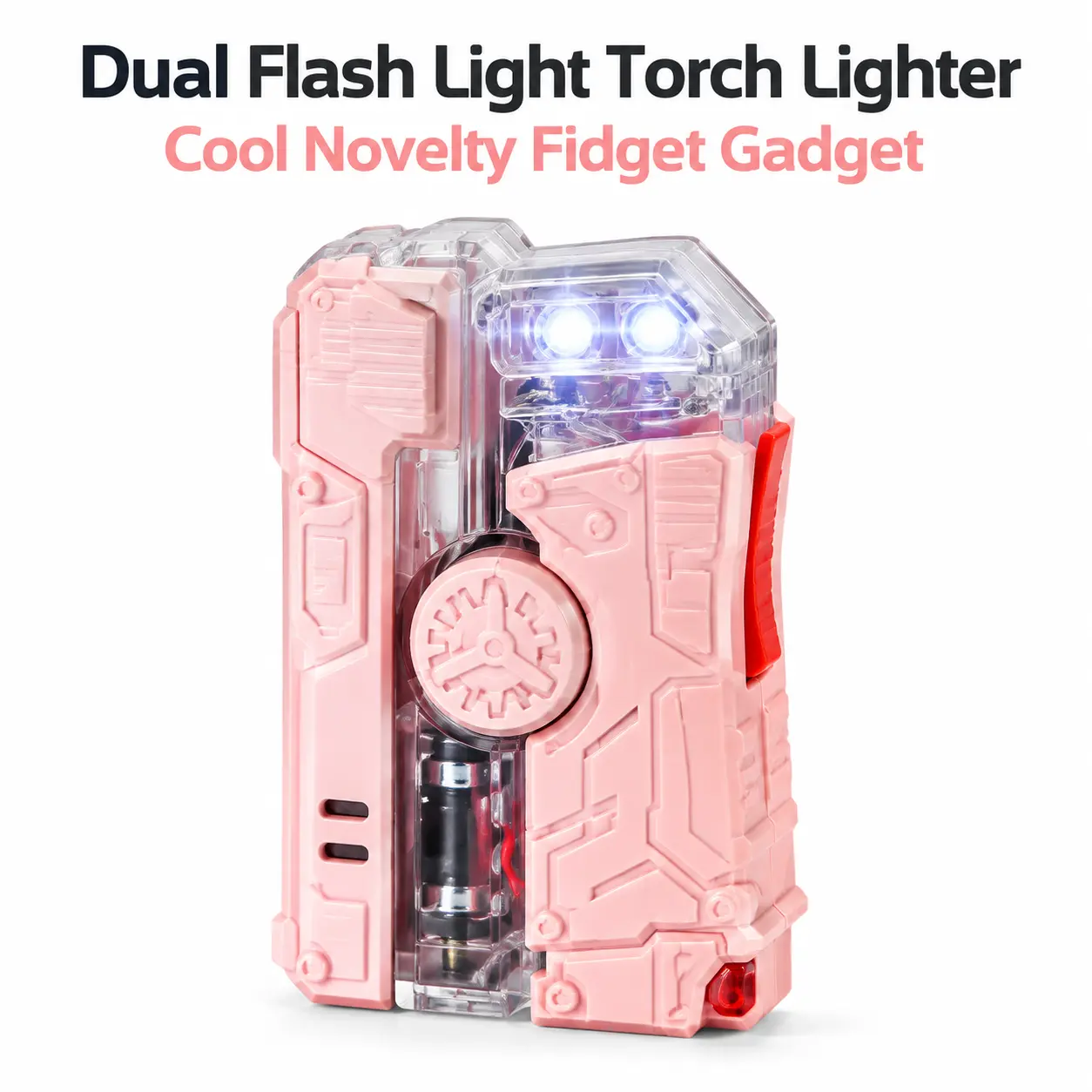 Dual Flash Light Torch Lighter, Windproof Jet Flame Lighter with LED Flash Light, Novelty Fidget Gadget for Camping BBQ
