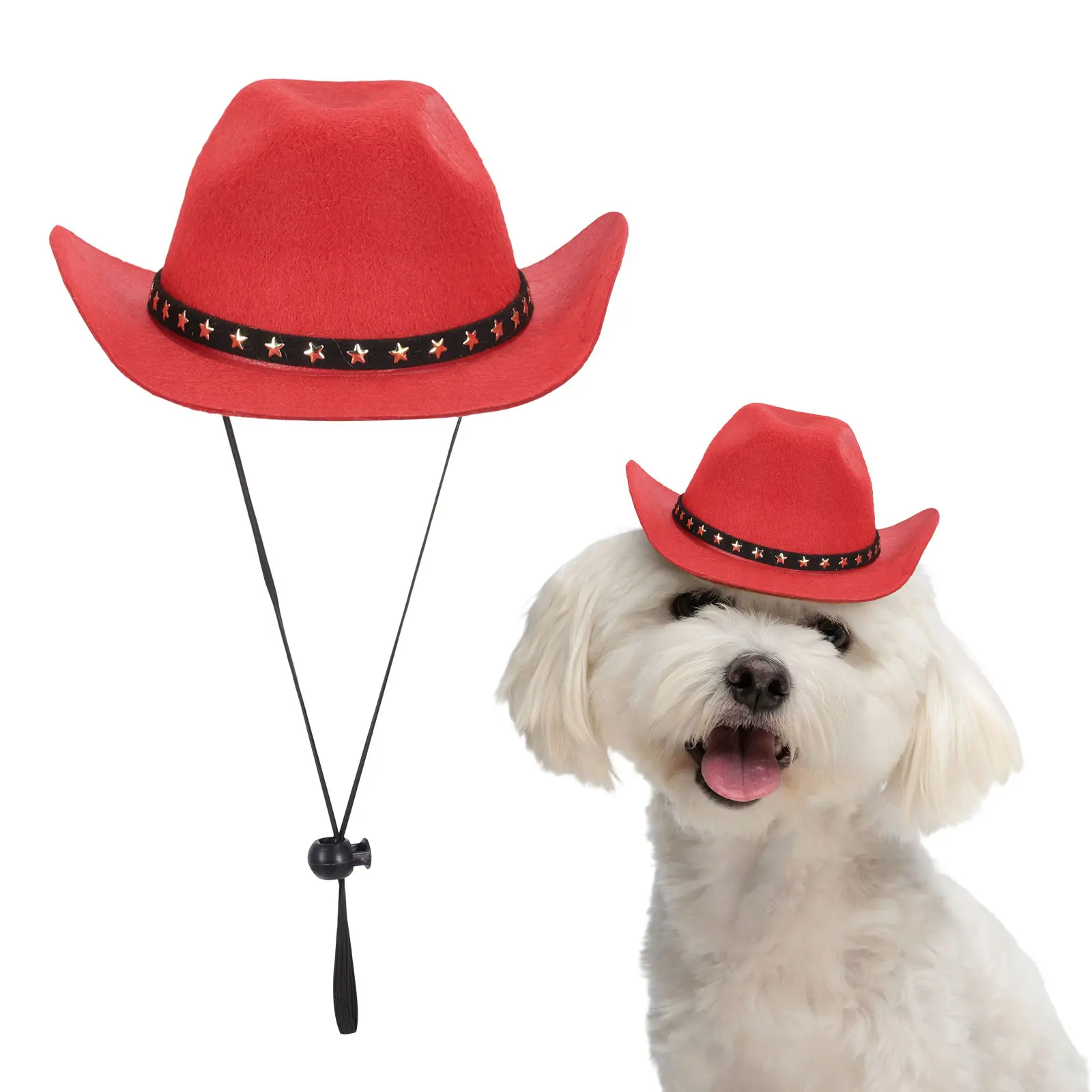PETAXCELL Dog Cowboy Hat Mini Cowboy Hat for Pet with Chin Strap Adjustable Cosplay Cap / Intended for Dogs and Cats / Halloween Costume / Party Decoration