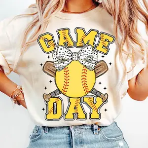 [Sale Up To 50%] Retro Softball Game Day Funny Shirt, Softball Lovers Shirt Sports Coquette Bow T-Shirt, Gift For Mom Shirt