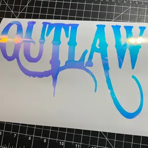 Outlaw car decal in weatherproof vinyl