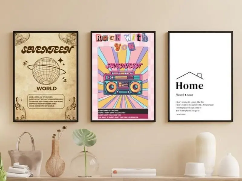 Set of 3 Seventeen, Wall Art, Wall Prints Rock With You, World, Home, Lyric Poster, SVT, Poster, Seventeen Album, KPOP Room Decor