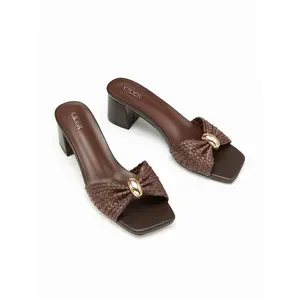 Cider WOVEN BOWKNOT CHUNKY HEELED SANDALS