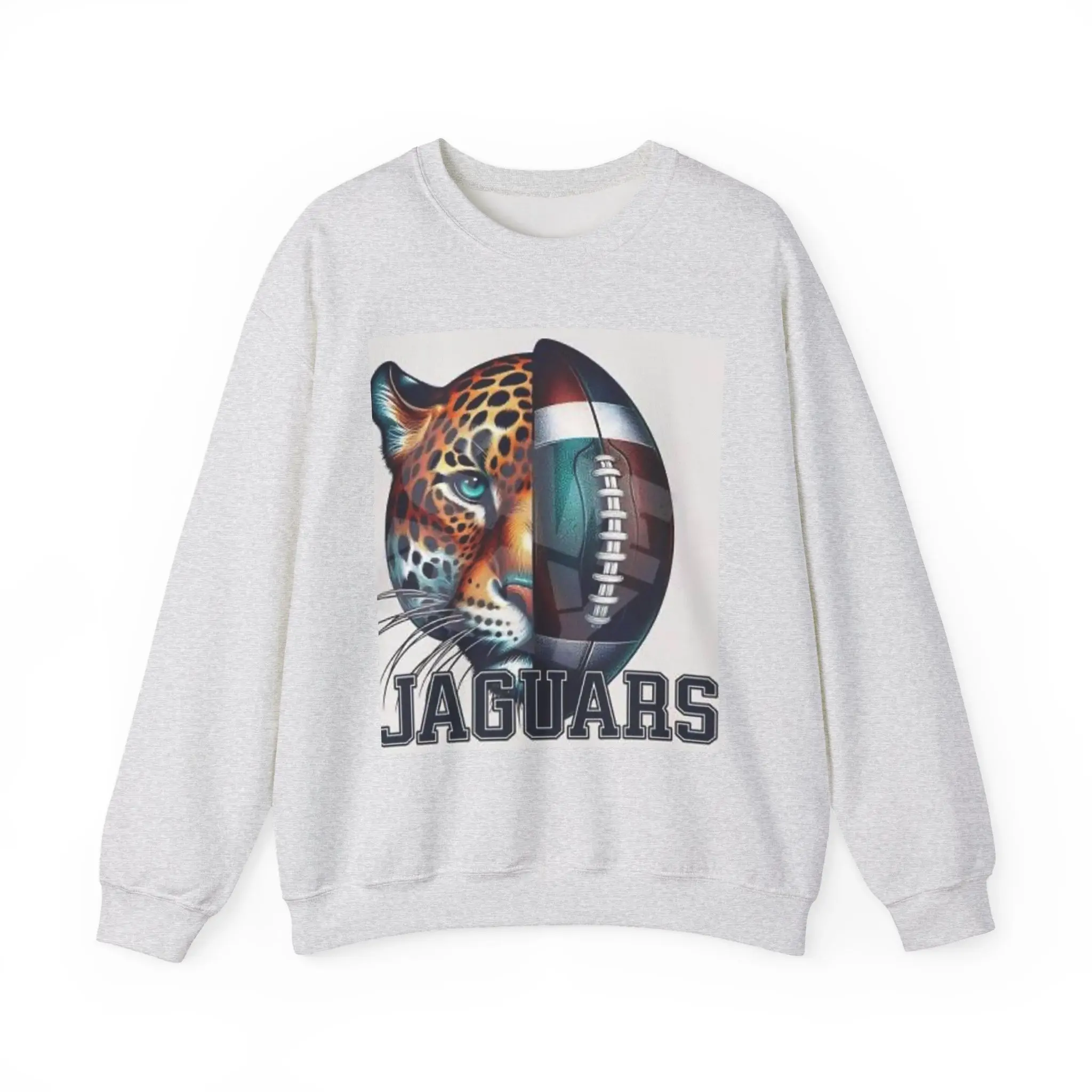 Jaguar and Football Split Face Sweatshirt | Jaguars Graphic Crewneck