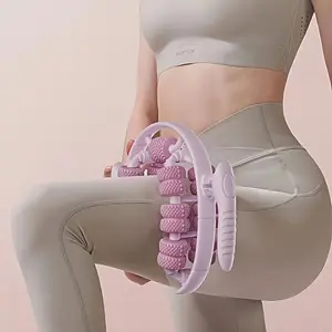 1pc 26-wheel Yoga Massager Roller, Solid Color Yoga Massager, Suitable for Muscle Relaxation and Body Shaping Pink