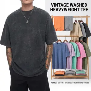 Pack of 4 vintage washed pure cotton T-shirts for men and women, solid color casual crew neck summer top, loose fit, soft texture, breathable fabric