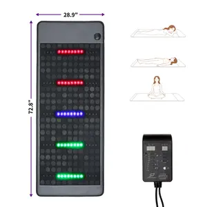 Far Infrared Heating Pad for Full Body 29"x73", Natural Black Jade & Nano Tourmaline Stones, 660nm Red RGB Light Mode, Daily Body Tension Soothing, 1-12H Adjustable Timer, Even Heating Full Body Pad Model A2603