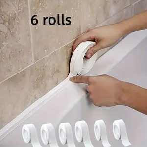 6 Rolls Self-Adhesive Waterproof Sealing Tape, Durable, Easy to Use, No Tools Required, Tear-or-Paste Seam Sealer for Bathrooms, Kitchens