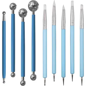 9 Pcs Polymer Clay Tools, Ball Stylus Silicone Sculpting Tools for Pottery Rock Dot Painting Nail Art Blending Clay Carving Ceramic Drawing DIY Craft Modeling