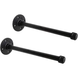 1/2" Industrial Black Iron Pipe Shelf Brackets, Rustic Wall Mounted DIY Shelving Bracket Hanging Custom Pipe Brackets for Floating Shelves (10 Inch, , 2.0)