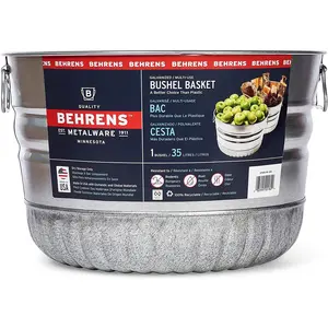 Behrens Galvanized Steel Bushel / Utility Basket, 1 Bushel (35 L)