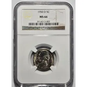 1950-D JEFFERSON NICKEL (5C) NGC MS 66 Certified Coin
