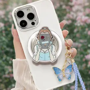 Bookish Fairy Tale Girl Magsafe Phone Grip – Rose Candle Stand Accessory