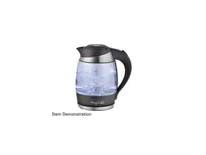 MegaChef MGKTL-1757 Black 1.8Lt. Glass and Stainless Steel Electric Tea Kettle