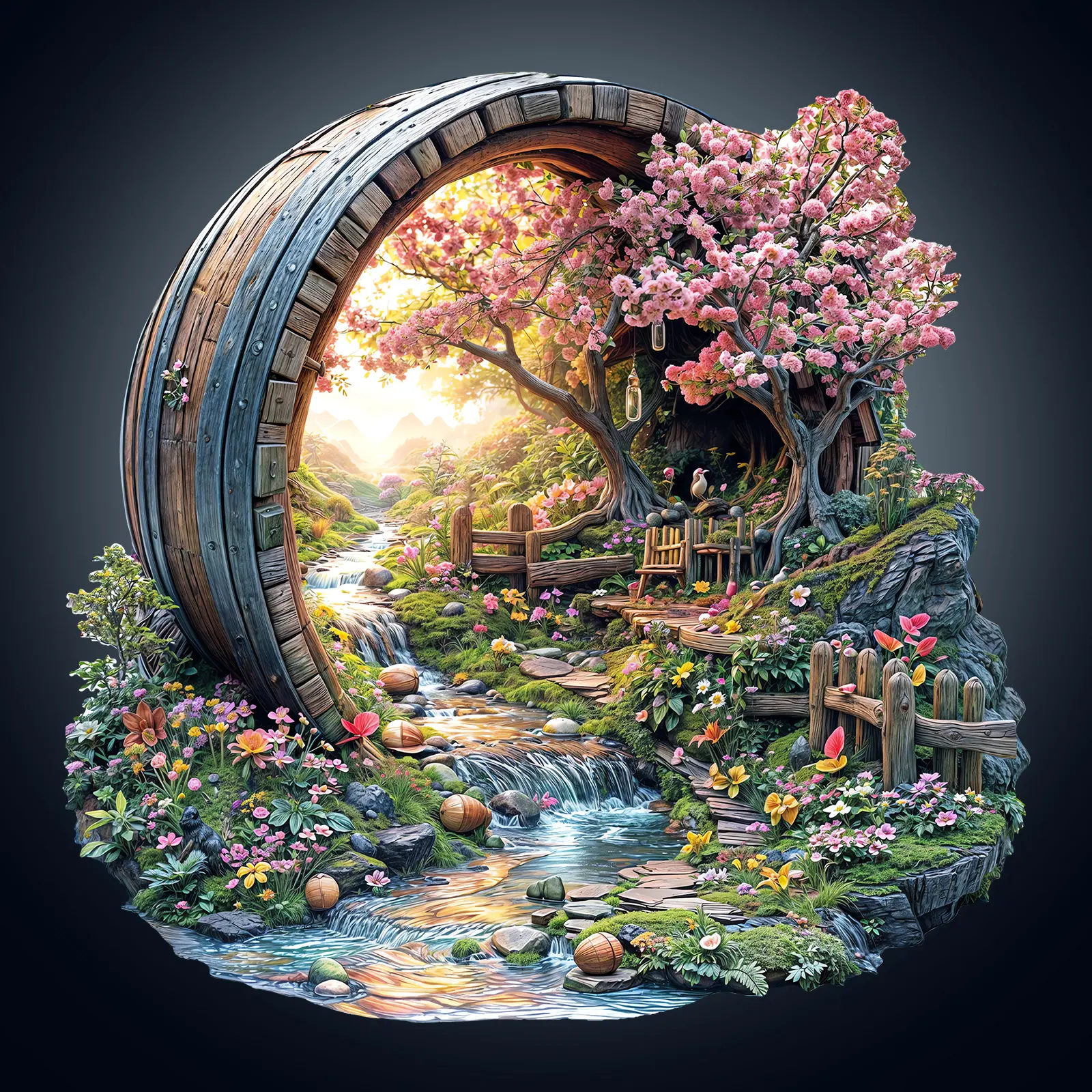 Barrel of Spring  Wooden Jigsaw Puzzle for Adults and Kids Unique Shape Animal Wood Puzzles Challenging Puzzle, Family Game Creative Gifts，Laser-Cut Durable HDF Wood Puzzle