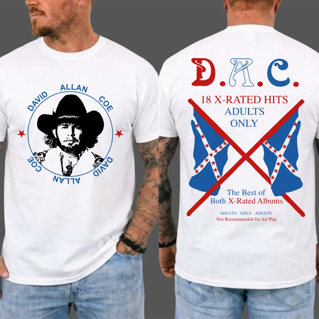 David Allan Coe  18 X-Rated Hits T-Shirt, Outlaw Country Music Fan Graphic Tee, Adults Only Album Style White Shirt, Classic Country Gift For Men Women Streetwear
