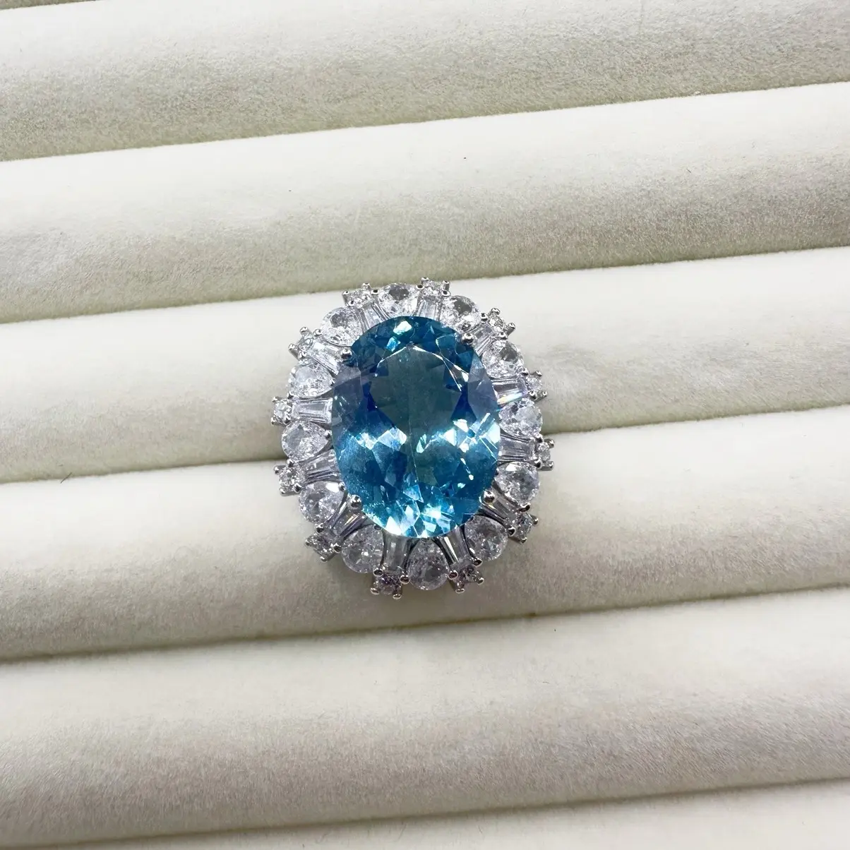 Oval cut Sky Blue Topaz Ring, 925 sterling silver ring, adjustable ring, engagement ring