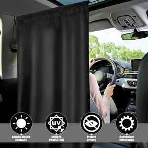 4Pcs Sun Shade Car Privacy Curtain Set Window Divider Curtain Blackout Curtains-Between Rear Seat Auto Blackout Curtains for Travel Nap Night Car Camping Detachable Simple Curtain Car Accessories Uv Protective Sunshade