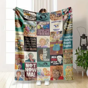 Golden Girls Inspired Flannel Blanket Retro Friendship Quotes Print Soft Cozy Lightweight Throw Blanket for Sofa Bedroom Living Room Office Couch Gift for Friends Family Fans Home Decor