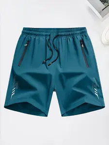 Men’s Ice Silk Stretch Knit Straight-Leg Shorts - Lightweight, Quick-Dry, Relaxed Fit Summer Bottoms with Plain Look for Sports, Beach Use, Stretch Board Shorts, Men's Gym Shorts