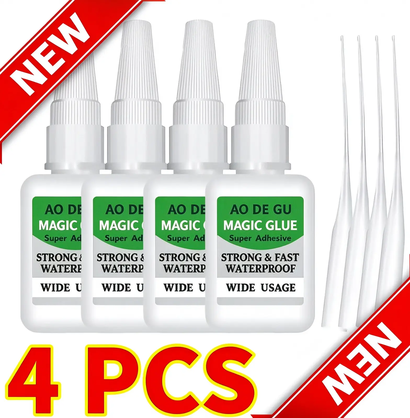 4PCS Strong Sticky Super Glue - 4-Pack Value, 20g, Maximum Strength, Long Lasting Bond, Multi-Purpose Adhesive for Shoes, Ceramics, Instant Bonding & Sealing Tool