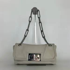 Pre-owned CHANEL Calfskin Shoulder Bags Mademoiselle Lock Bijoux Chain Flap White LNL0330
