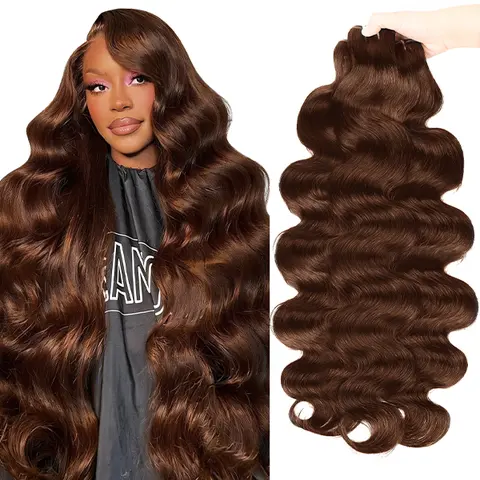 #4 Chocolate Brown Body Wave 15A Grade Brazilian Human Hair Bundles, 100g Each, 1/3/4 Count, Multiple Lengths, Easy Combing, Everyday Wear for Female Use