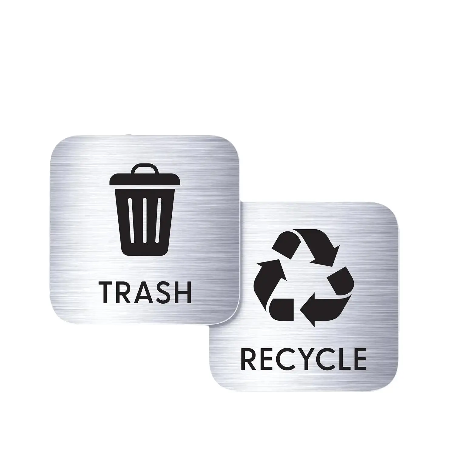 6-in Trash & Recycling Bin Labels, Magnetic-Adhesive Sticky Labels, Waterproof Vinyl Adhesive Stickers with Distinct Icons for Office, Home, Sticky Label