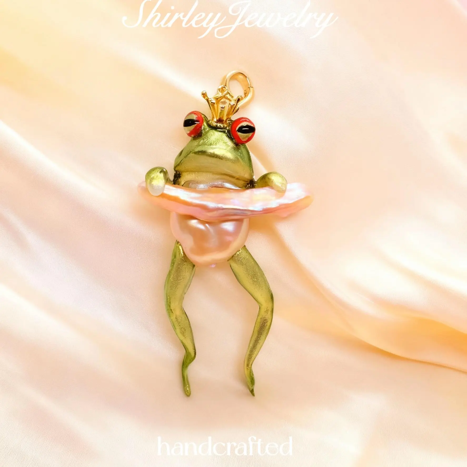 Prince Frog pearl necklace pendant (with chain)