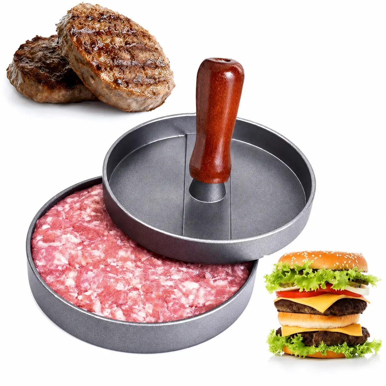 Non-Stick Burger Press, for Beef, Meat and Cheese Patty Making, Labor-Saving Patty Maker Kitchenware, Practical Cooking Tool for Home Kitchen, Grill and Backyard Barbecue