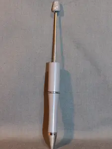 15 Gray Slim Beadable Pens 5.5" Sleek Design with Unique Bead Detailing Customizable Metal Pens for DIY Crafts & Personalized Gifts