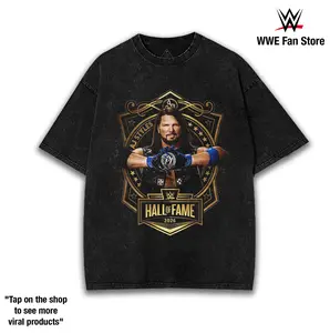 AJ Styles 2026 WWE Hall of Fame Inductee T-Shirt - 100% Premium Cotton, Relaxed Fit, Pre-Washed Fabric, Shoulder-to-Shoulder Taping, Seamless Rib Collar, Sizes S-5XL