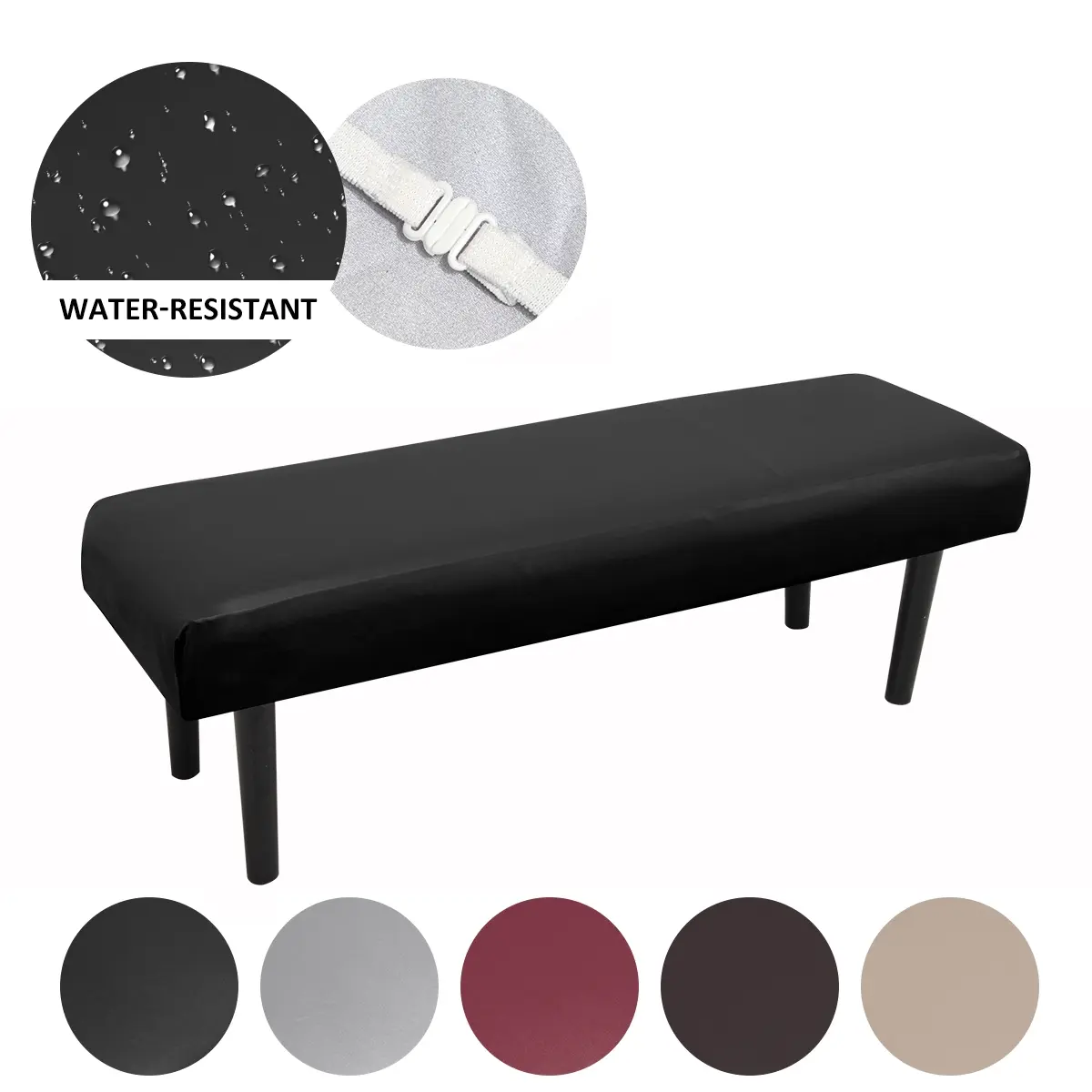 Waterproof Faux Leather Elastic Bench Cover, Dining Bench Cover, Multi-Color Options, Easy to Clean, Suitable for Restaurant Office Guest Room Kitchen Decor, Elastic Slipcover, Furniture Covers, Elastic Furniture Protector