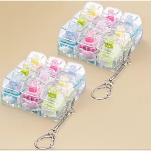 2 Pcs Transparent Keyboard Fidget Toys - 9 Keys Silent Keyboard Fidget for Adults Relieve Stress and Anxiety Decompression Keyboard Keychain